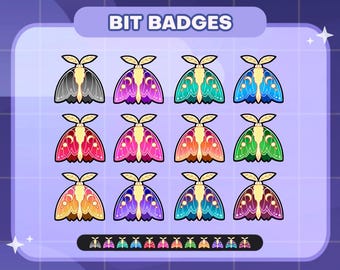 Moon Moth Twitch Badges | Sub/Bit Stream Icons | Digital Download