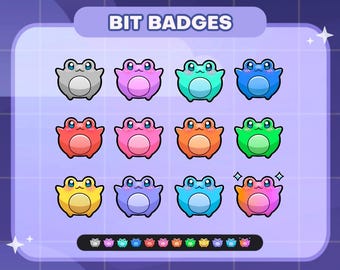 Rainbow Froggy Twitch Badges | Sub/Bit Stream Icons | Digital Download