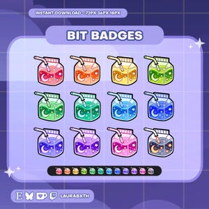 Galaxy Moon Milk Carton Twitch Badges | Bit Badges | Sub Badges | Kawaii | Cute | Premade