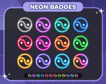 Neon Yin Yang Twitch Badges | Sub/Bit Stream Icons | Digital Download