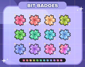 Sakura Flower/Cherry Blossom Twitch Badges | Sub/Bit Stream Icons | Digital Download