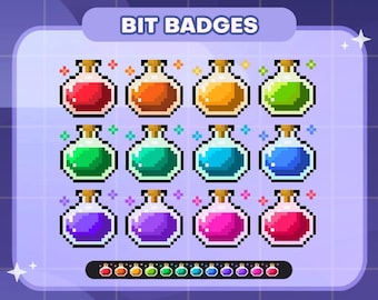 Potion Bottle Pixel Twitch Badges | Sub/Bit Stream Icons | Digital Download