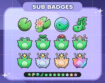 Green Froggy Twitch Badges | Sub/Bit Stream Icons | Digital Download