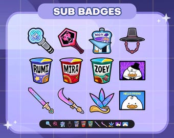 K-Pop Demon Hunters Item Twitch Badges | Sub/Bit Stream Icons | Digital Download
