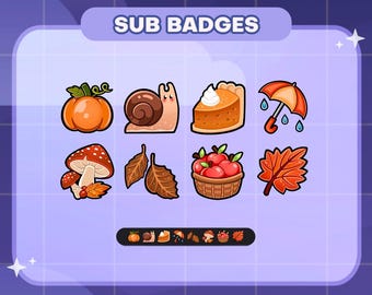 Autumnal Cottagecore Twitch Badges | Sub/Bit Stream Icons | Digital Download
