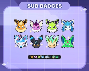 Shiny Eeveelution Pokémon Twitch Badges | Sub/Bit Stream Icons | Digital Download