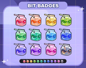 Galaxy Moon Milchkarton Twitch Badges | Gebissabzeichen | Unter Abzeichen | Kawaii | Niedlich | Vorgefertigt