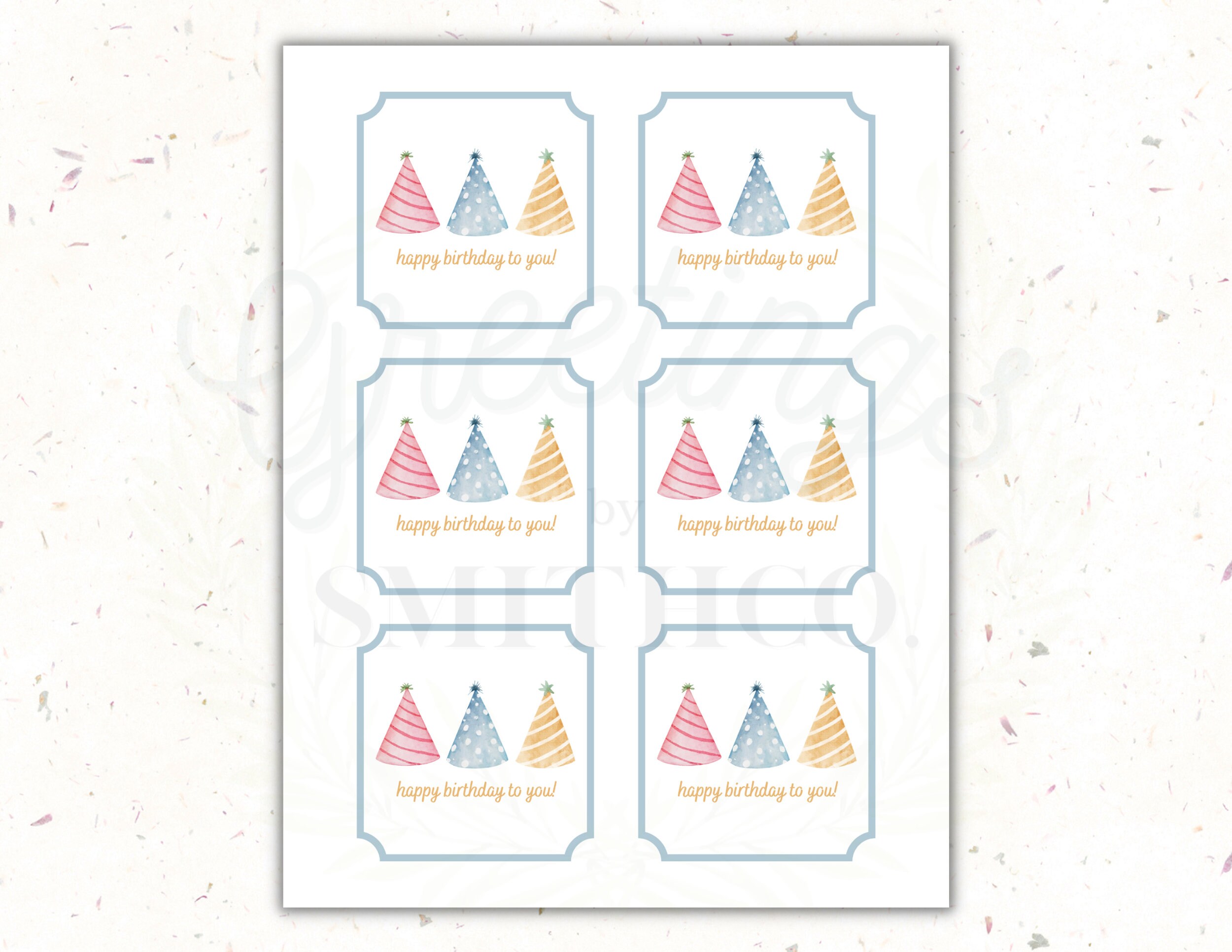 Printable Birthday Day for Kids, Printable Gift Tag, Party Hat Gift Tag, Birthday Card ...