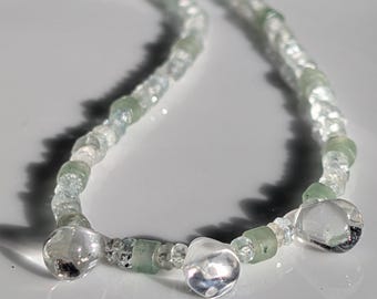 Aquamarine Necklace, Quartz Teardrop Necklace, Blue Healing Crystals, March Birthstone