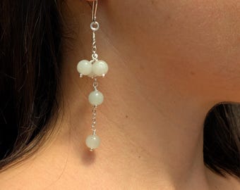 Sterling Silver Quartz Cluster Earrings: Handmade Dangle Earrings