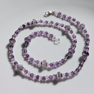 Amethyst Choker, Beaded Amethyst Necklace, Sterling Silver Natural Amethyst Necklace, Purple Crystal Choker, February Birthstone Jewelry