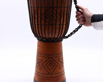 Handgemaakte Djembe-trommel, Djembe-trommel, professionele trommel van massief hout uit Indonesië, 30, 40 cm of 50 cm, Soul Sound-trommel voor beginners en professionals