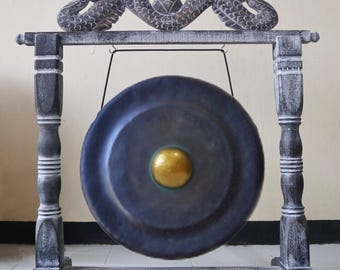 Gong da meditazione balinese fatto a mano con supporto, strumento per la terapia del bagno sonoro, gong in bronzo per la guarigione, pratica spirituale yoga, gong curativo