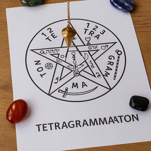 Tetragrammaton Radionics Chart, Printable Energy Amplifier for Pendulum Dowsing, Spiritual Protection Seal, Sacred Geometry Digital Download