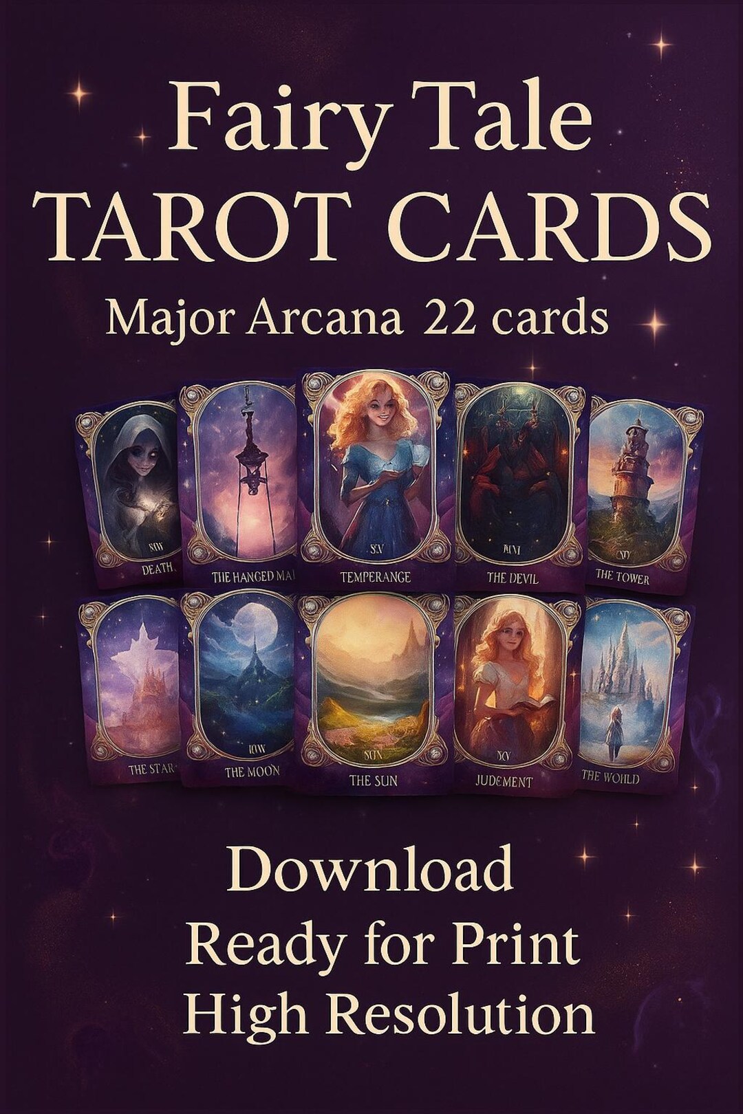 Fairy Tarot Cards Printable, Major Arcana Only, Pastel Aesthetic ...