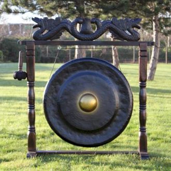 Handmade Balinese Meditation Gong with Stand, Sound Bath Therapy Instrument, Bronze Gong for Healing, Yoga Spiritual Practice, Healing gong
