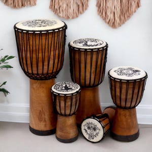 Handmade Djembe Drum with Wide Lid - Different sizes | Djembe Beginner, Djembe drums, wooden drum, Handcrafted drum, Sound therapy