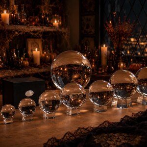 Crystal Ball with Stand, Premium Optical Glass for Scrying, Divination ball & Mystic Decor | 30mm to 200mm, Fortune Telling Essential