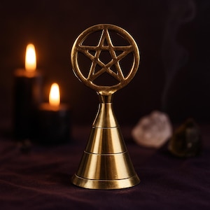 Altar Bell with Pentagram 10.5cm, Witch bell, Pentacle bell Sound Healing, Ritual Bell for Protection, Energy Cleansing & Wiccan Ceremonies