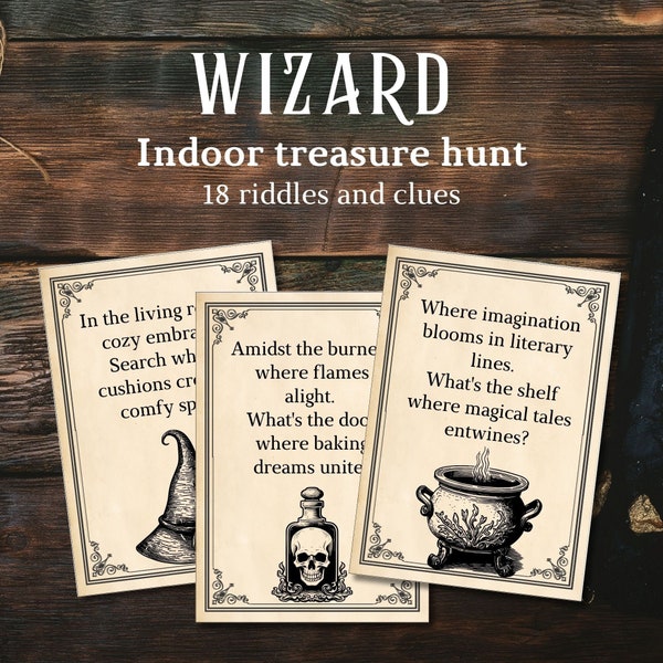 Wizard treasure hunt for kids | birthday party game | Magical Scavenger hunt for kids | Printable download