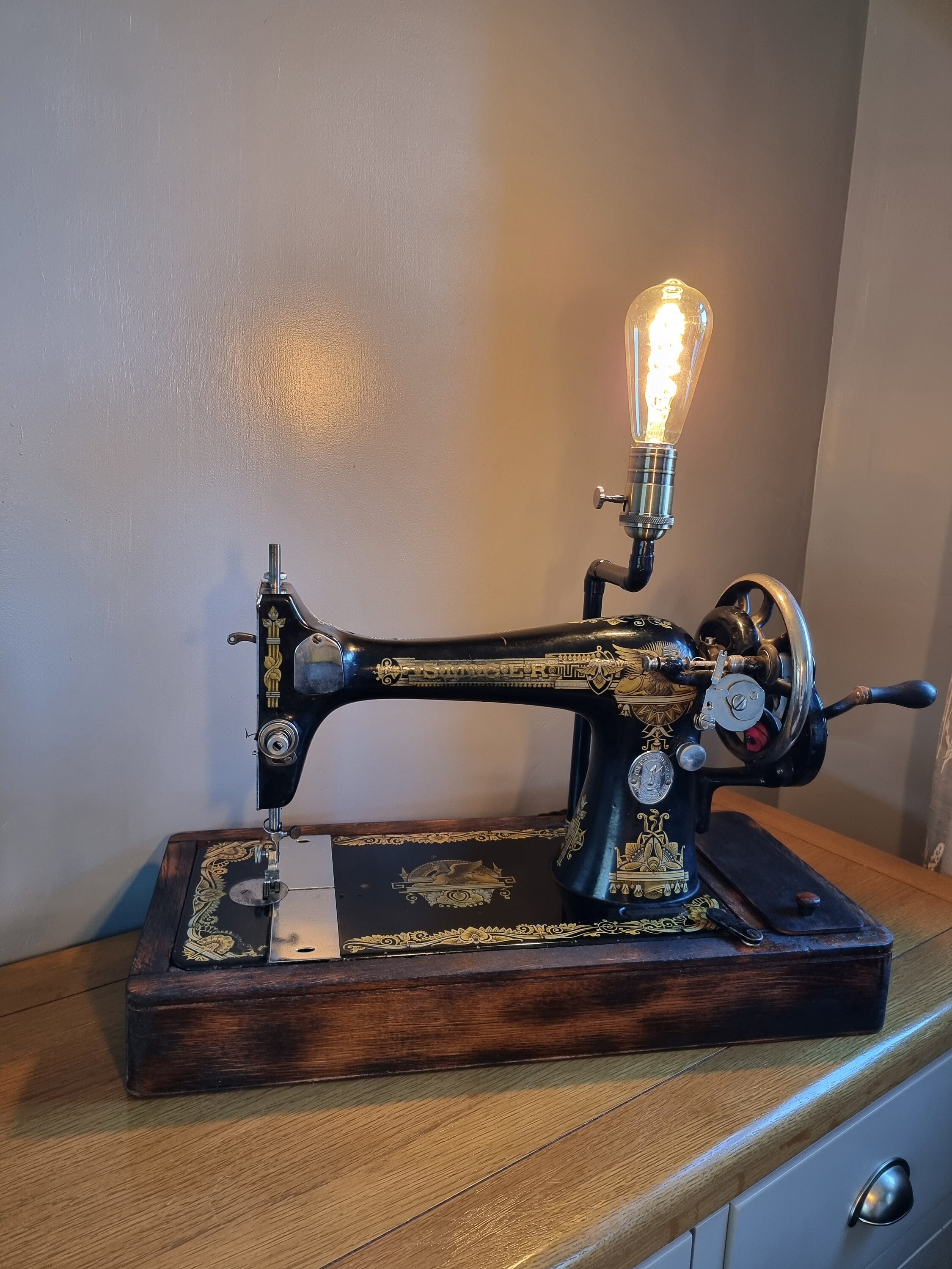 vintage Industrial Light Sewing Lamp O C White Era singer sewing machine  etc old