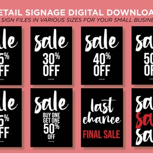 RETAIL SALE Sign Bundle I Download & Print I Store Signs I Posters I Price Point Signs I Retail Marketing I Print Multiple Sizes I Shop Sign