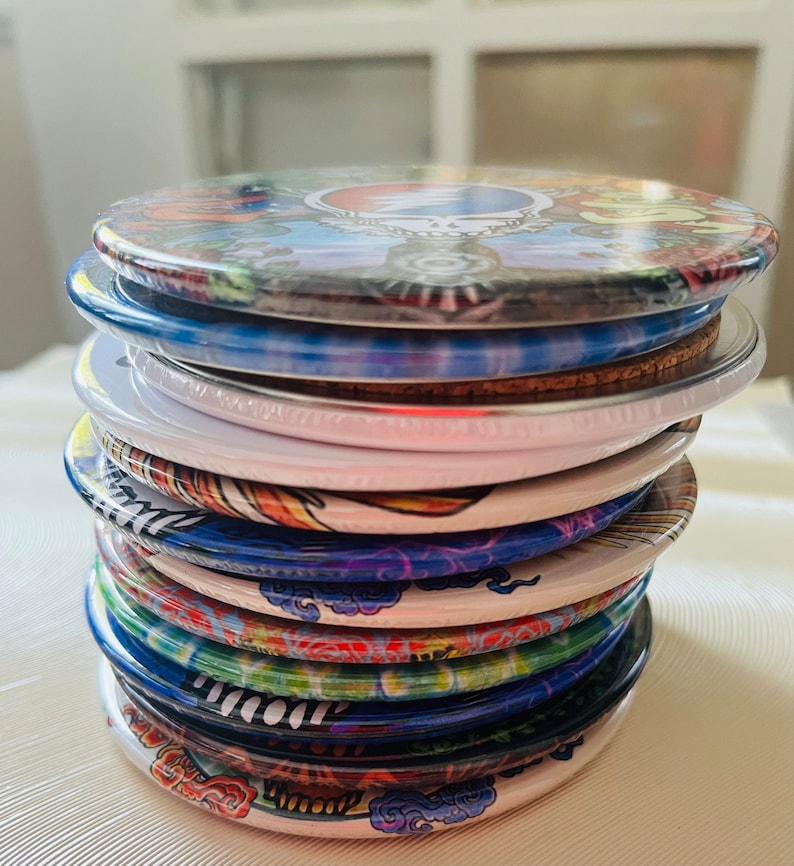 Grateful Dead Coasters, Button Style, Deadhead Gift - Etsy