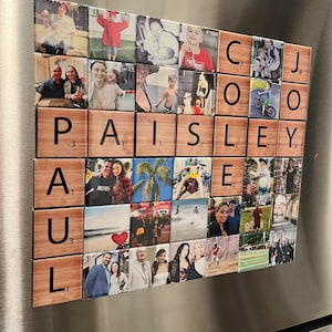 AZULEJOS CON ALFABETO, imanes brillantes de 5 x 5 cm, arte para refrigerador, nombres de familia, menú, letrero, personalizar, hogar, bloques de letras, agregar fotos personalizadas