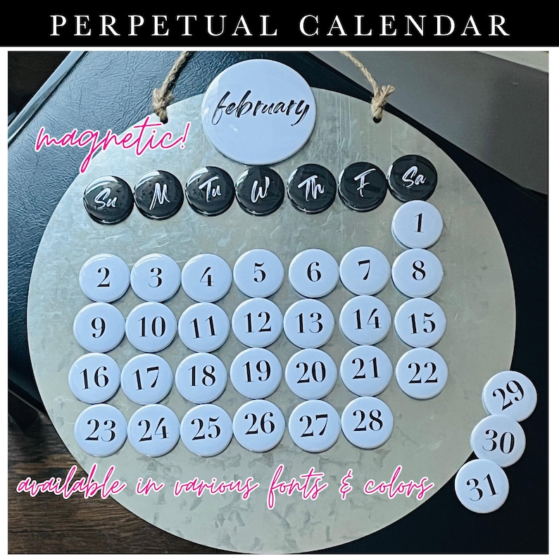 Magnetic Perpetual Calendar – Customizable Colors & Fonts - Etsy