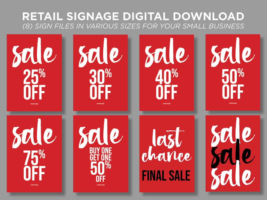DOWNLOAD & PRINT I Retail Sale Sign Bundle I Store Signs I Posters I ...