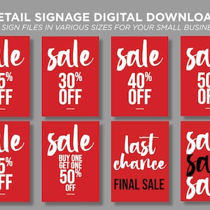 RETAIL SALE Sign Bundle I Download & Print I Store Signs I Posters I Price Point Signs I Retail Marketing I Print Multiple Sizes I Shop Sign