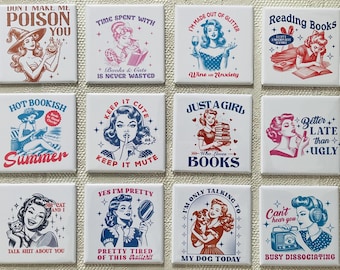 Magnete da donna retrò sarcastica, citazione divertente per decorare il frigorifero