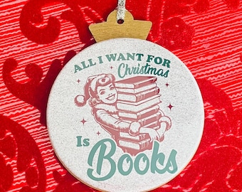 Bookish Christmas Ornament, Vintage Lady, Snarky Saying