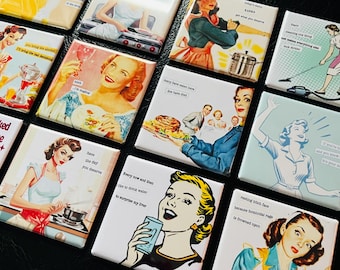 Magnete con umorismo retrò irriverente, decorazione sfacciata per la cucina