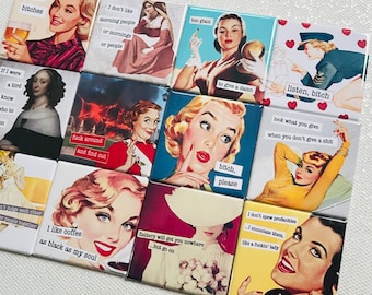Magneti vintage da donna con citazioni divertenti, regalo umoristico e sarcastico