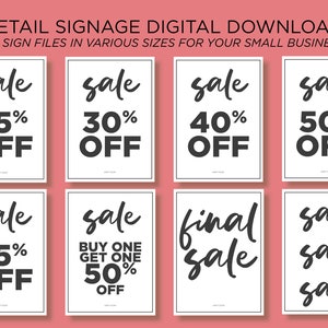 RETAIL SALE Sign Bundle I Download & Print I Store Signs I Posters I Price Point Signs I Retail Marketing I Print Multiple Sizes I Shop Sign