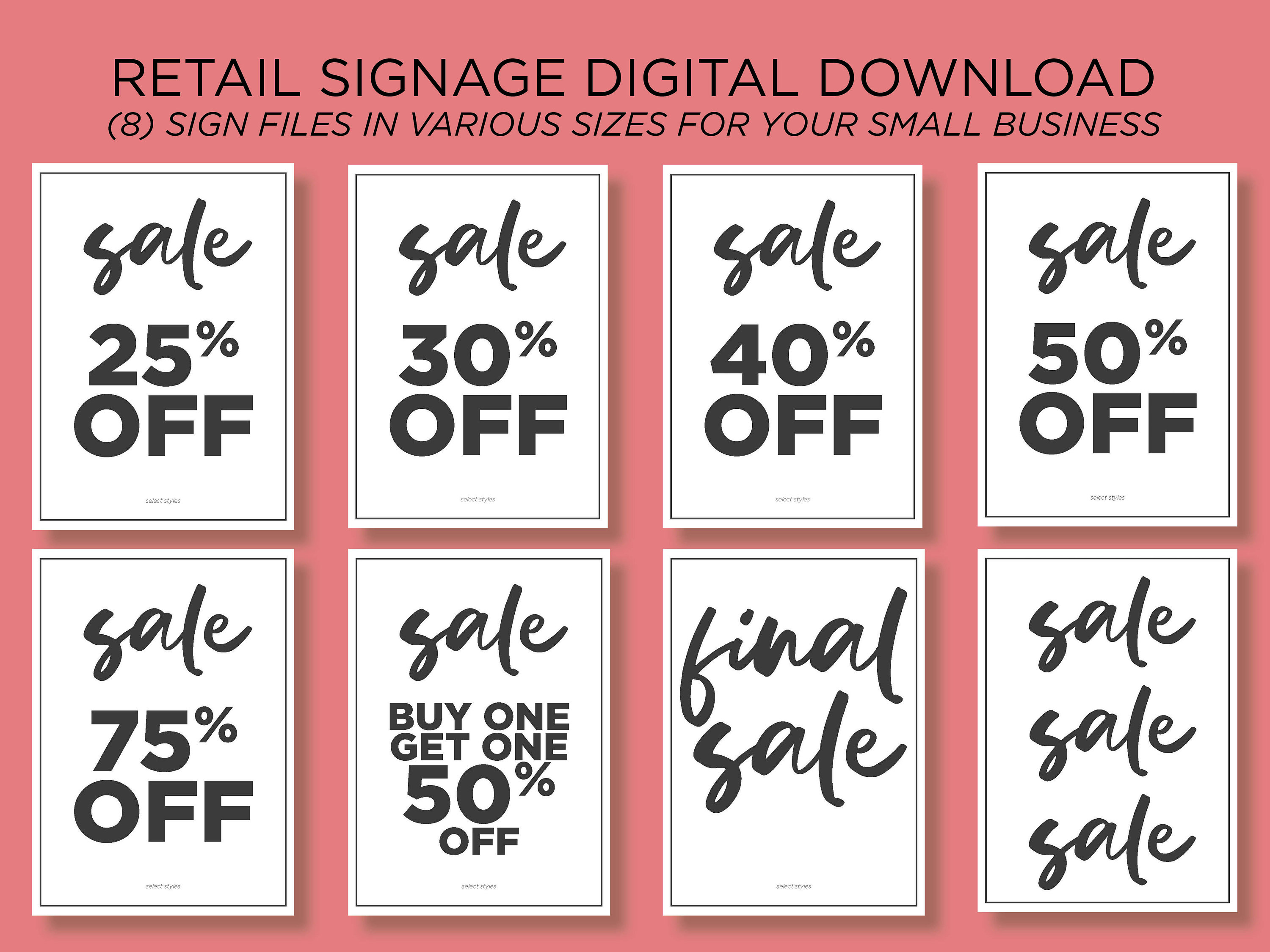 Mini Clearance Sale Retail Sign Kit