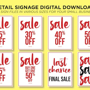 RETAIL SALE Sign Bundle I Download & Print I Store Signs I Posters I Price Point Signs I Retail Marketing I Print Multiple Sizes I Shop Sign