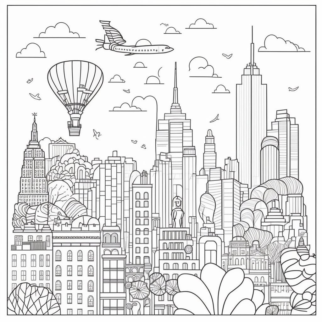 Coloring Pages Template - New York City - Etsy