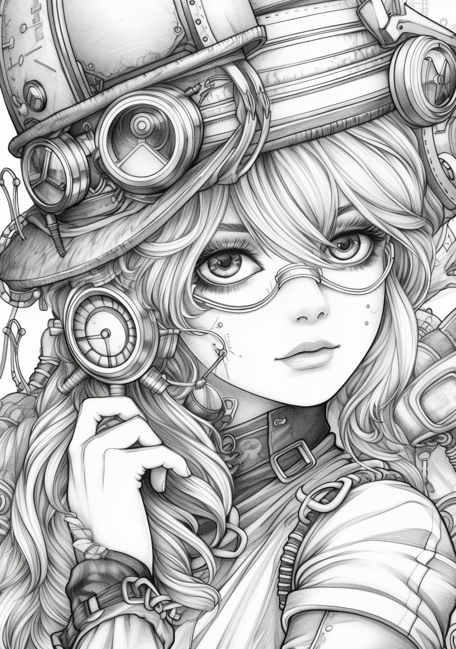 Steampunk Anime Girl Drawing