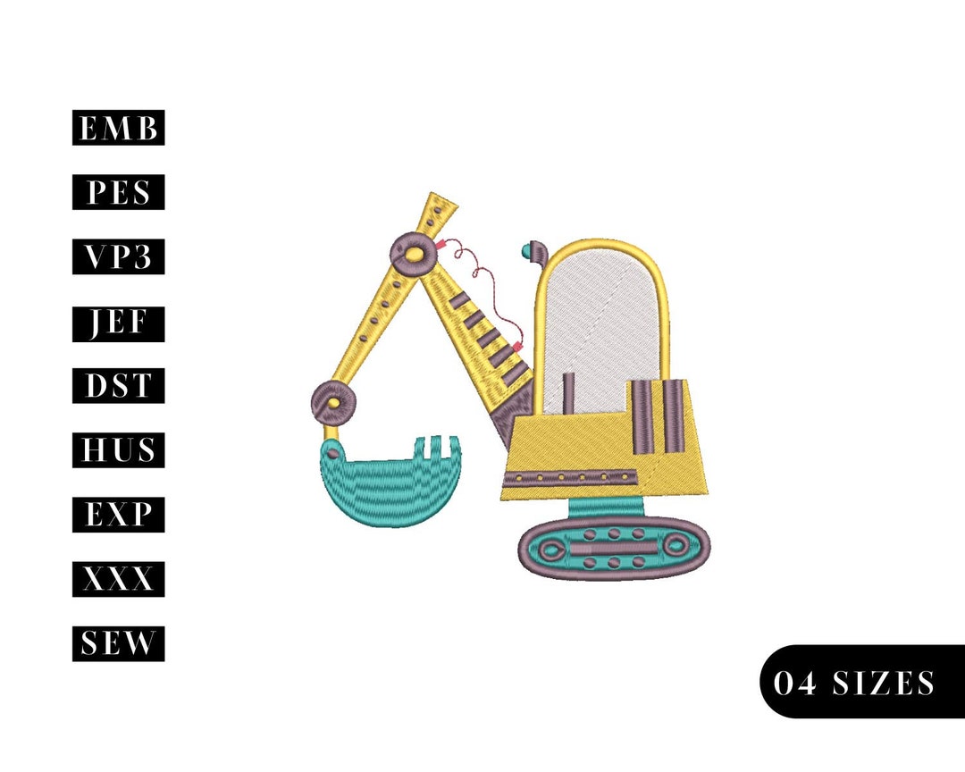 Excavator Machine Embroidery Design Excavator Embroidery Etsy