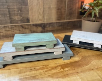 Painted Reclaimed Wood Riser: Rustic Farmhouse Display Stand