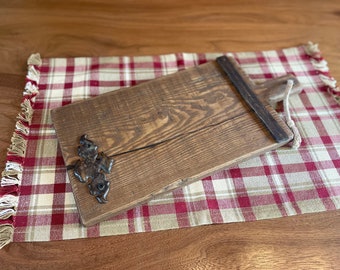 Rustic Bread Board with Metal Accent Primitive Style Charcuterie Board Farmhouse Decor Board Cutting Board Serving Board