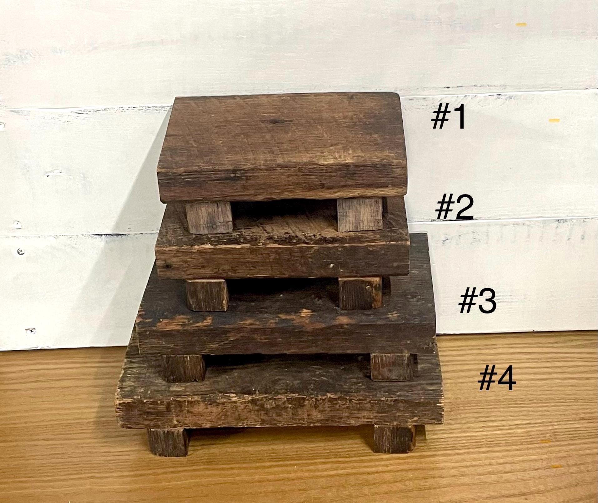 Rustic Storage Risers Primitive Wooden Pedestal Riser, Reclaimed Barn Wood Decor, Rustic ...