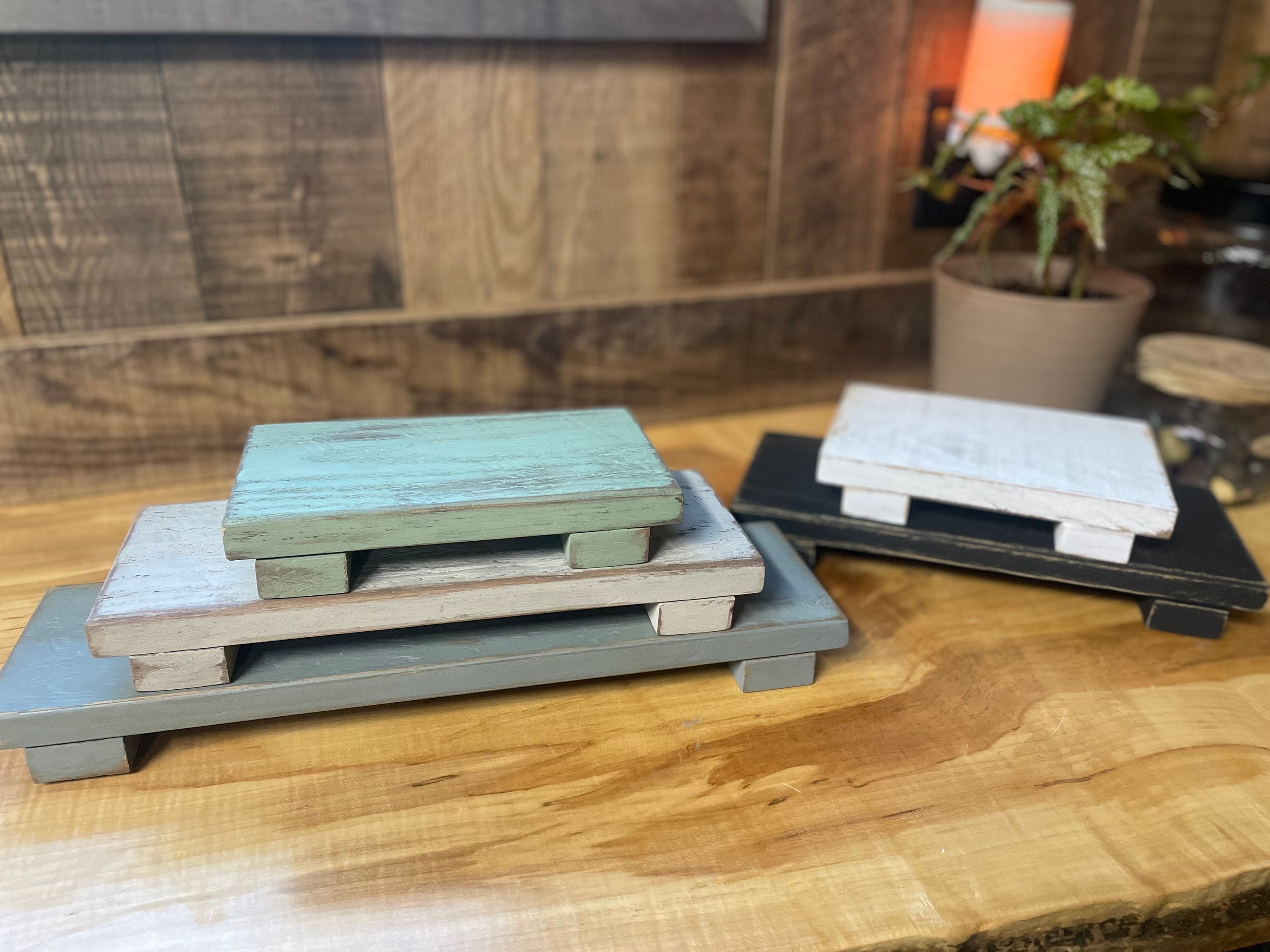 Painted Reclaimed Wood Riser: Rustic Farmhouse Display Stand - Etsy
