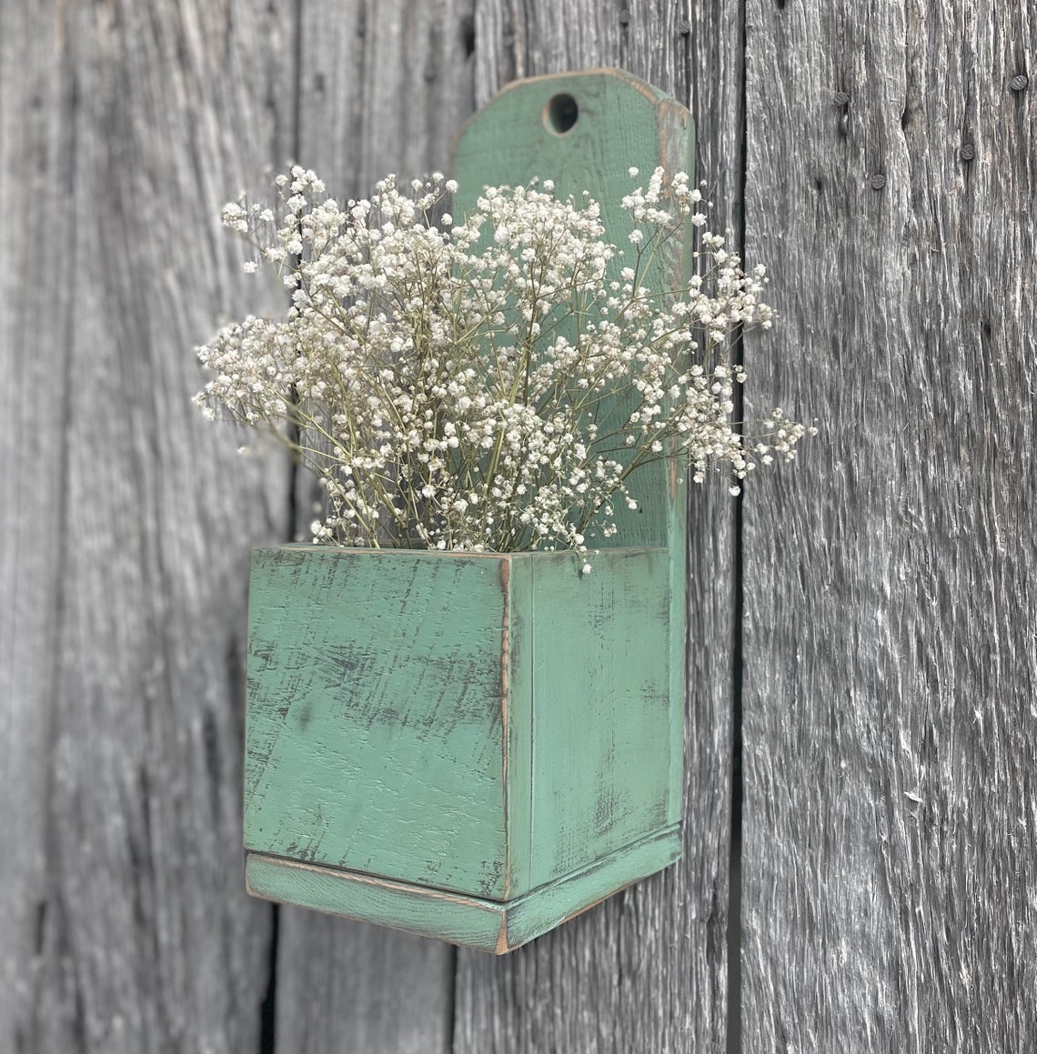 Primitive Style Colonial Wood Box Wall Box Peg Rack Decor Mason Jar ...
