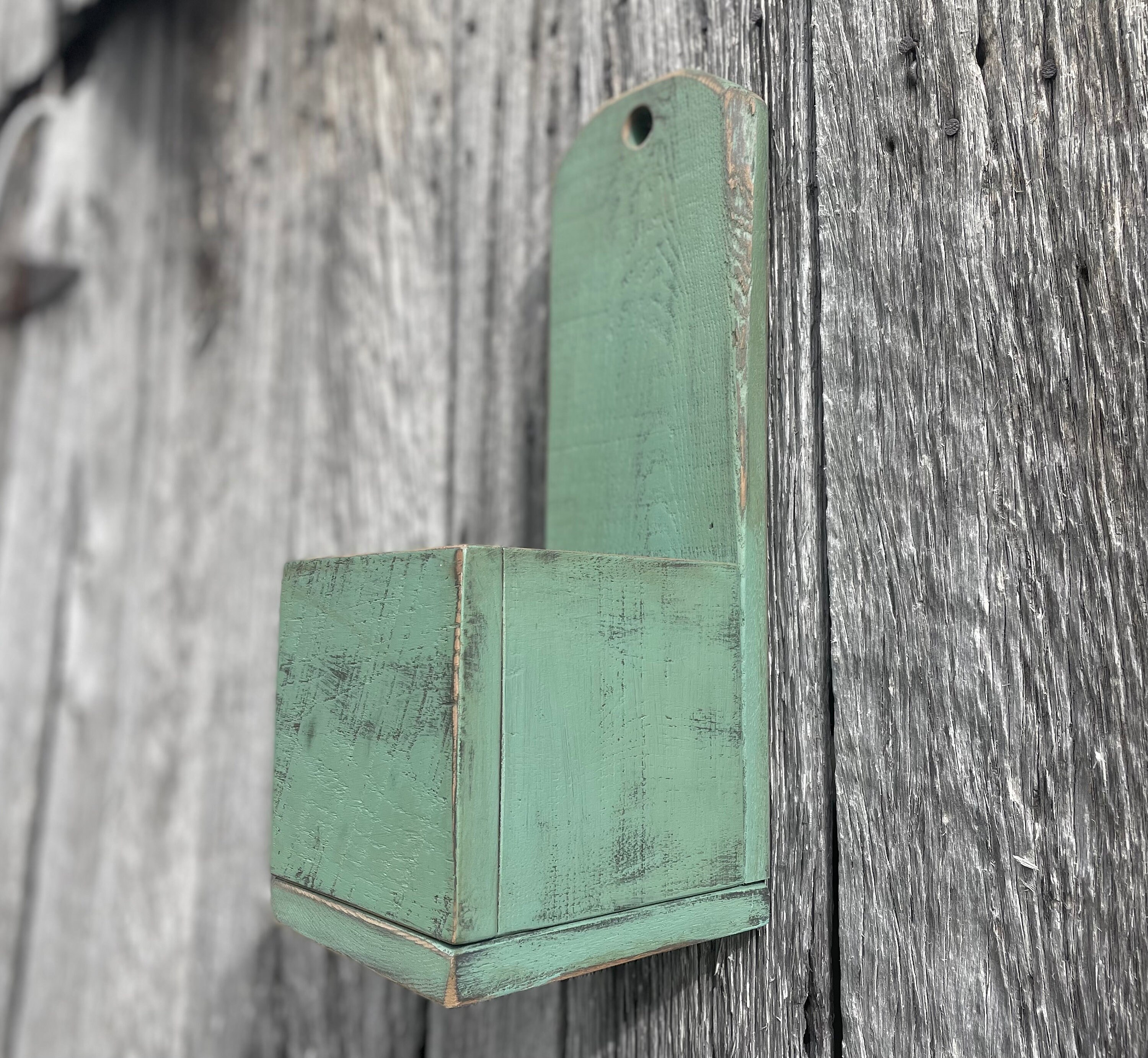 Primitive Style Colonial Wood Box Wall Box Peg Rack Decor Mason Jar ...