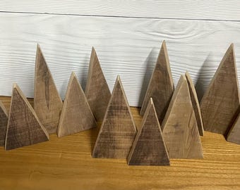 Natural Wood Christmas Tree Set, Rustic Holiday Christmas Decor