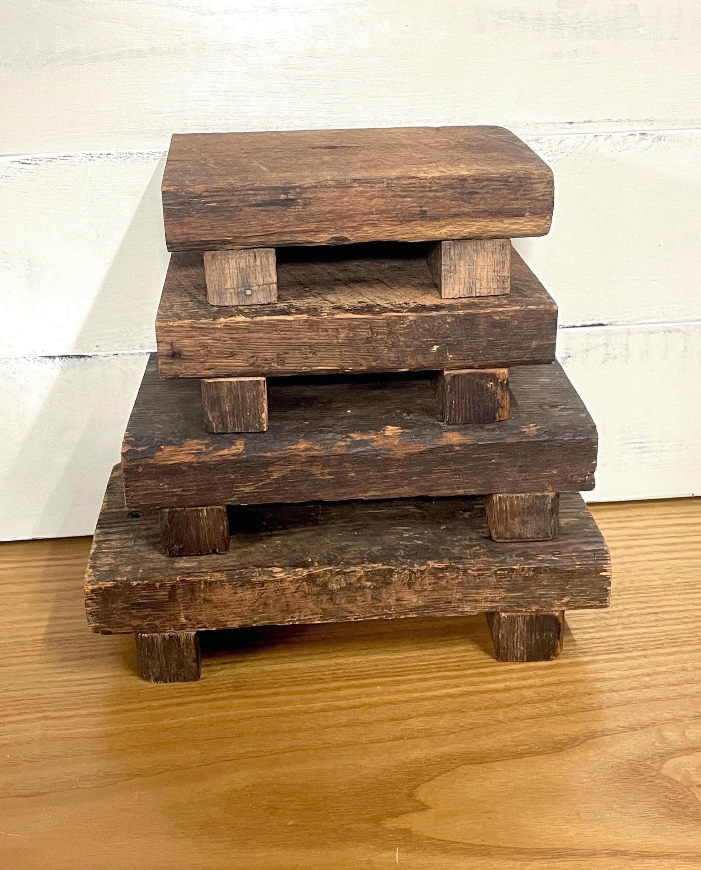 Rustic Storage Risers Primitive Wooden Pedestal Riser, Reclaimed Barn Wood Decor, Rustic ...