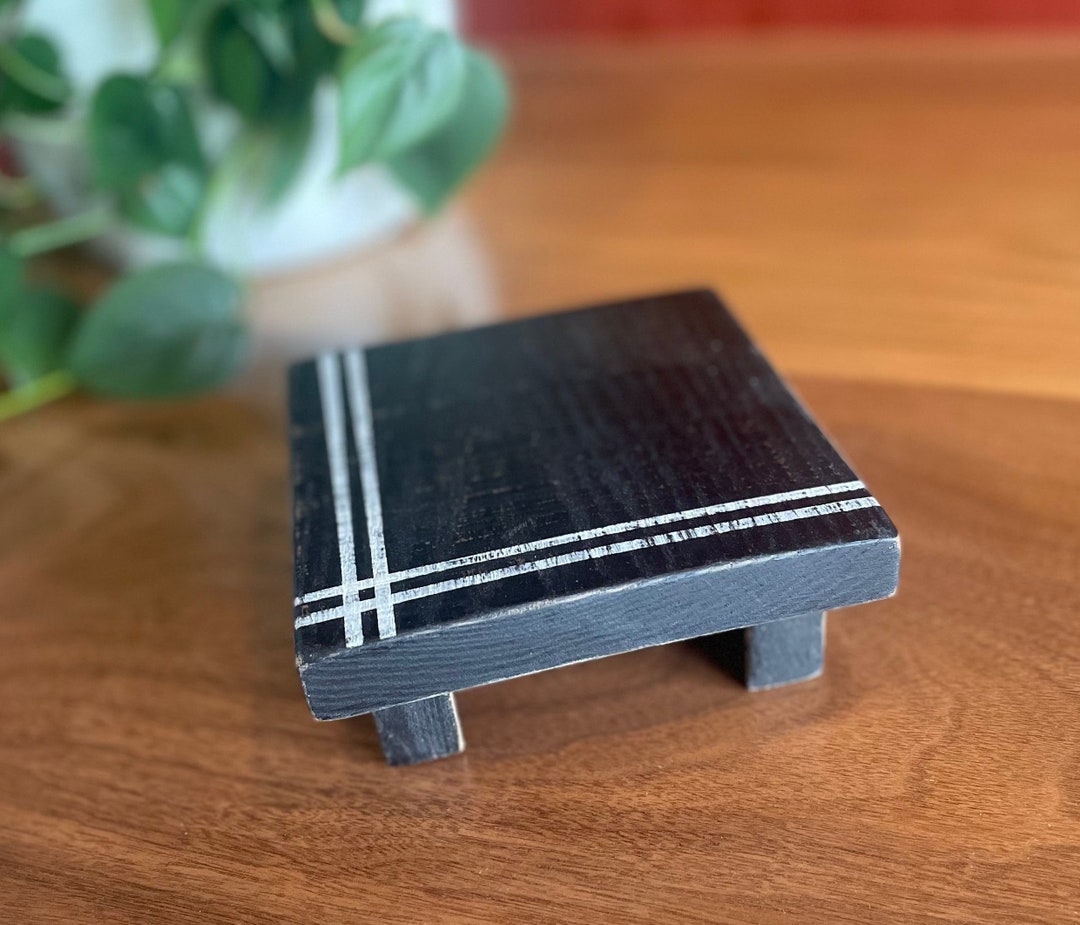 Farmhouse Wood Riser With Stripe Wooden Bathroom Soap Stand Kitchen